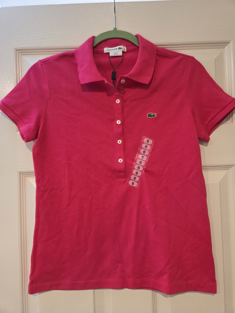 Lacoste Women's Fuchsia Pink Piqué Polo Shirt Size 38 NWOT